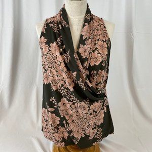 CAbi Flower Print Wrap Top Shirt/Blouse Size XS